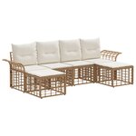 vidaXL Ensemble de canapés d'extérieur 6 Pièces Blanc Naturel et Crème