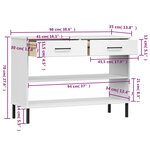 vidaXL Armoire console avec pieds en métal Blanc Bois pin massif OSLO