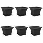 vidaXL Pots de plantes 6 Pièces Noir 28 5 x 28 5 x 22 cm Plastique