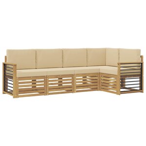 vidaXL Ensemble de canapés d'extérieur 5 pc Blanc et Beige Polyester