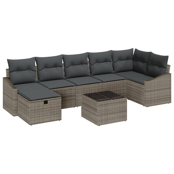 vidaXL Ensemble de canapés de jardin 8 pièces avec coussins Rattan synthétique gris