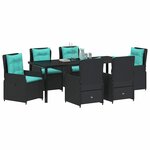 vidaXL Ensemble de salle à manger pour jardin 7 Pièces Noir Poly rotin
