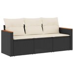 vidaXL Salon de jardin 3 Pièces avec coussins noir résine tressée
