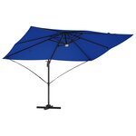 vidaXL Parasol déporté Roma avec LED  bleu azur  352x251x265 cm en aluminium.