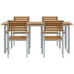 vidaXL Ensemble de salle à manger de jardin 5 pièces en bois d'acacia massif et métal