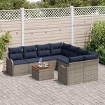 vidaXL Ensemble de canapé de jardin 9 Pièces Gris Poly rotin