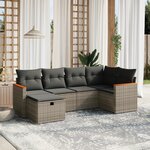 vidaXL Salon de jardin 6 Pièces avec coussins gris résine tressée