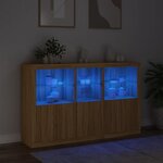 vidaXL Buffet avec lumières LED chêne sonoma 162x37x100 cm