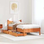 vidaXL Cadre de lit avec tiroirs cire marron 90x200 cm bois pin massif