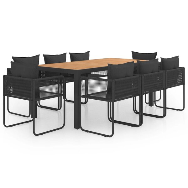 vidaXL Ensemble à manger de jardin 9Pièces PVC résine tressée noir marron