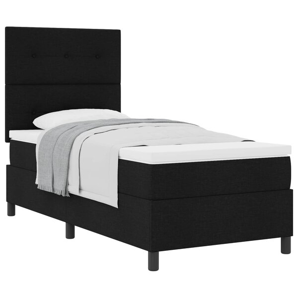 vidaXL Lit à ressorts avec matelas Noir 80 x 200 cm tissu