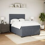vidaXL Sommier à lattes de lit et matelas Gris foncé 140x190cm Velours