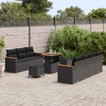 vidaXL Ensemble de canapé de jardin 10 Pièces Noir polyrotin