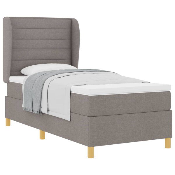 vidaXL Lit à ressorts avec matelas Taupe 200 x 100 cm tissu