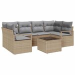 vidaXL Ensemble de canapé de jardin 7 Pièces Beige  Gris 55 x 55 x 37 cm