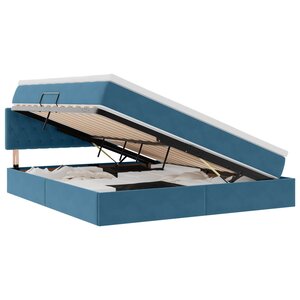vidaXL Lit de Rangement avec matelas Bleu foncé 160 x 200 cm Velours