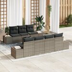 vidaXL Ensemble de canapé de jardin 8 pièces avec coussins Gris Rotin Synthétique