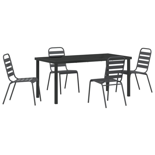 vidaXL Ensemble de salle à manger de jardin 5 pièces en acier gris foncé