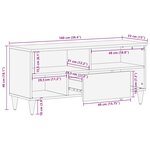 vidaXL Meuble TV noir 100x33x46 cm bois massif de manguier