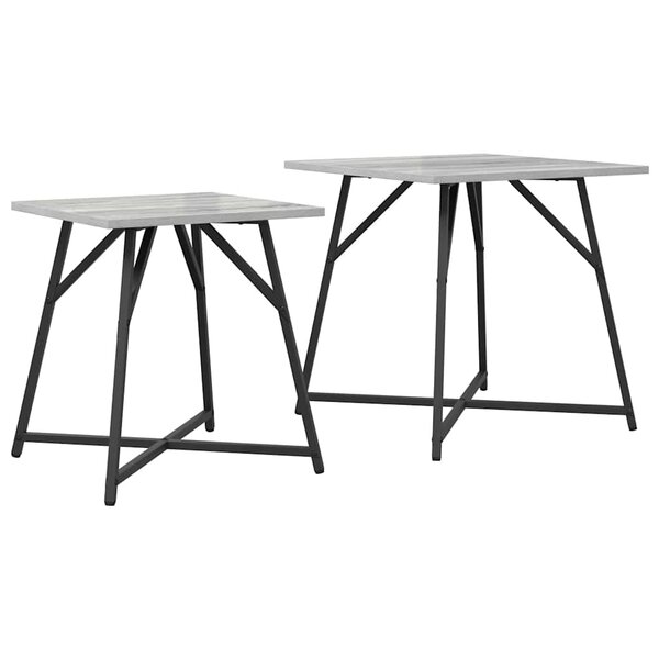 vidaXL Ensemble de tables d'appoint 2 Pièces Gris Sonoma et noir