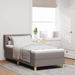 vidaXL Lit à Ressorts avec matelas Taupe 80 x 200 cm tissu