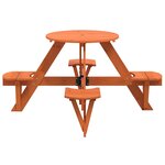 vidaXL Table de pique-nique pour 4 enfants avec trou de parasol rond