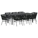 vidaXL Ensemble de salle à manger de jardin 9 pièces avec coussins en poly rotin noir