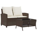 vidaXL Canapé de jardin 2 places coussins table marron résine tressée
