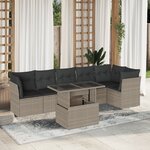 vidaXL Salon de jardin avec coussins 7 Pièces gris clair résine tressée