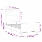 vidaXL Cadre de lit avec tête de lit Marron foncé 90 x 200 cm tissu