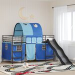 vidaXL Lit mezzanine pour enfants Noir et Bleu 99 5 x 200 cm Métал