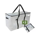 Pack and Move - Lot 2 grands sacs déménagement transparent  rangement et transport ultra résistant - Réutilisable - Poignées solides - 100L