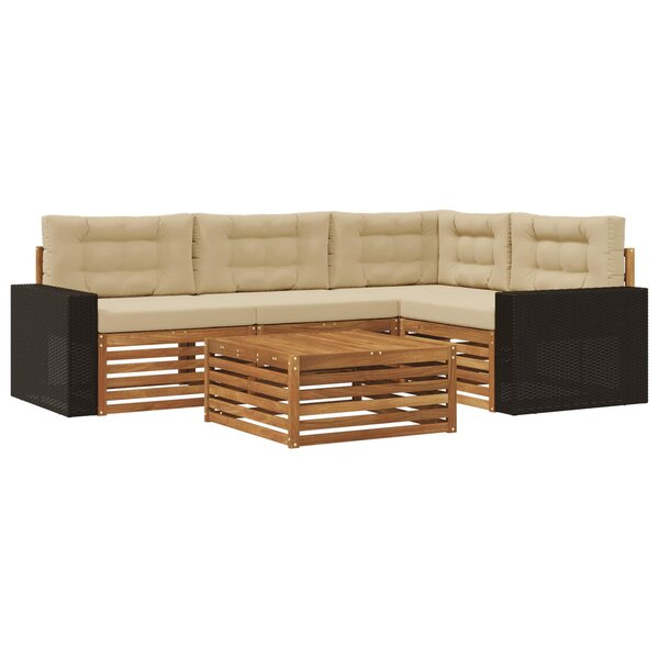 vidaXL Ensemble de canapés d'extérieur 5 pc Naturel et Beige Polyester