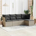 vidaXL Salon de jardin 5 Pièces avec coussins gris clair résine tressée