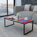 vidaXL Table basse avec impression d'arc-en-ciel Dessus en verre