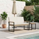 vidaXL Banc extérieur Beige et blanc crème 107 x 61 x 80 cm polyrotin