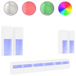 vidaXL Ensemble de meubles TV muraux 7 Pièces avec lumières LED blanc