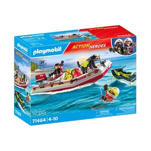 PLAYMOBIL 71464 - Action Heroes Bateau de pompier et scooter des mers