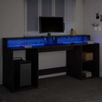 vidaXL Bureau avec porte Chêne noir 200 x 55 x 91 cm Bois d'ingénierie