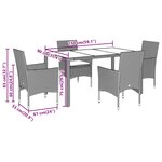 vidaXL Ensemble à manger de jardin avec coussins 5 Pièces rotin et verre