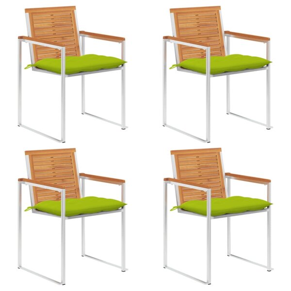vidaXL Chaises de jardin 4 Pièces avec coussins Bois d'acacia massif