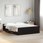 vidaXL Cadre de lit avec tiroirs sans matelas noir 140x190 cm