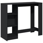 vidaXL Table de bar avec étagère noir 124x46x103 5cm bois d'ingénierie