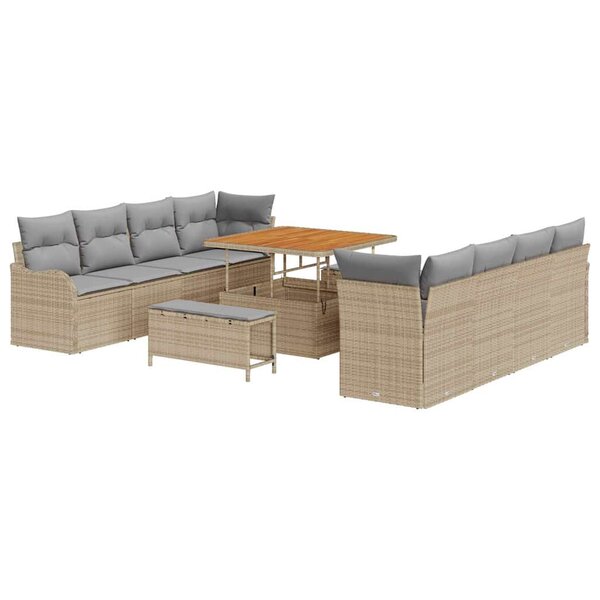 vidaXL Ensemble de canapé de jardin 11 Pièces Beige  Gris clair
