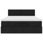vidaXL Lit ottoman avec matelas et LED noir 140x190 cm tissu