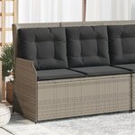 vidaXL Banc inclinable de jardin et coussins gris clair résine tressée