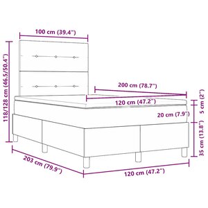 vidaXL Lit à ressorts avec matelas Taupe 120 x 200 cm tissu