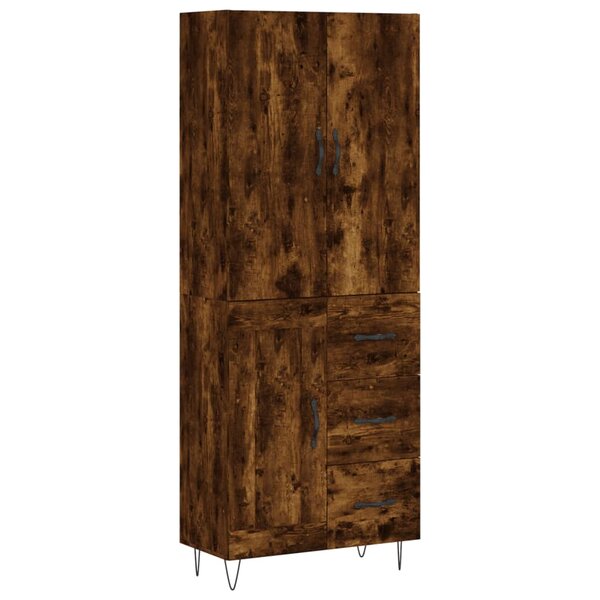 vidaXL Buffet haut Chêne fumé 69 5x34x180 cm Bois d'ingénierie