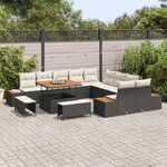 vidaXL Ensemble de canapé de jardin avec coussin 13 Pièces Noir et Crème