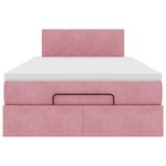 vidaXL Cadre de lit ottoman avec matelas rose 120x200 cm velours